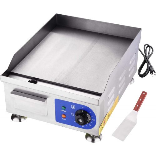  Yescom 1500W 14 Electric Countertop Griddle Stainless steel Adjustable Temp Control Commercial Restaurant Grill