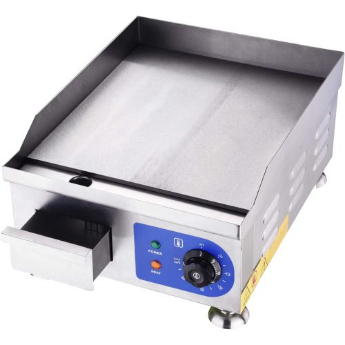  Yescom 1500W 14 Electric Countertop Griddle Stainless steel Adjustable Temp Control Commercial Restaurant Grill