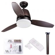 Yescom 42 Bronze Ceiling Fan with LED Light and Remote Control 3 Blades Indoor Room Home Decoration Maple