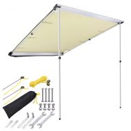 Yescom ZeHuoGe 140X200CM Beige Car Side Awning Rooftop Pull Out Tent Shelter PU2000mm UV50+ Telescoping Poles Twist-Lock Aluminum Alloy Structure Shade Outdoor Camping US Delivery (140X20