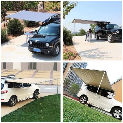  Yescom 7.6x8.2 Car Side Awning Rooftop Pull Out Tent Shelter PU2000mm UV50+ Shade SUV Outdoor Camping Travel Grey