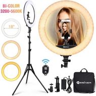 [아마존베스트]Yesker Ring Light 18 Inch 65W LED Ringlight Kit with Tripod Stand with Phone Holder Adjustable Color Temperature Circle MUA Lighting for iPhone Camera for for Vlog, Makeup, YouTube, Video