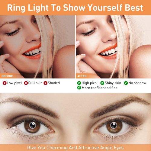  [아마존베스트]Yesker 10” Ring Light LED Desktop Selfie Ring Light USB LED Desk Camera Ringlight 3 Colors Light with Tripod Stand iPhone Cell Phone Holder and Remote Control for Photography Makeup Live