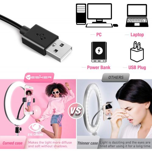  [아마존베스트]Yesker 10” Ring Light LED Desktop Selfie Ring Light USB LED Desk Camera Ringlight 3 Colors Light with Tripod Stand iPhone Cell Phone Holder and Remote Control for Photography Makeup Live