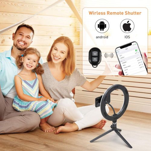  [아마존베스트]Yesker 10” Ring Light LED Desktop Selfie Ring Light USB LED Desk Camera Ringlight 3 Colors Light with Tripod Stand iPhone Cell Phone Holder and Remote Control for Photography Makeup Live