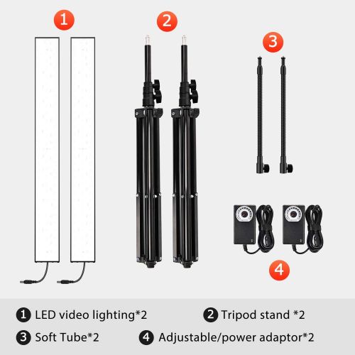  [아마존베스트]Yesker LED Video Light 2 Packs Dimmable Photography Studio Lighting Kit Color 5500K Adjustable Brightness with TripodStand for CameraVideo YouTube Product Portrait Live Stream Sh