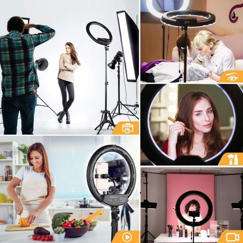  [아마존베스트]Ring Light with Tripod Stand Yesker 14 Inch LED Ringlight Kit with Phone Holder Adjustable Color Temperature Tiktok Circle Lighting for iPhone Camera for Vlog, Makeup, YouTube, Vid