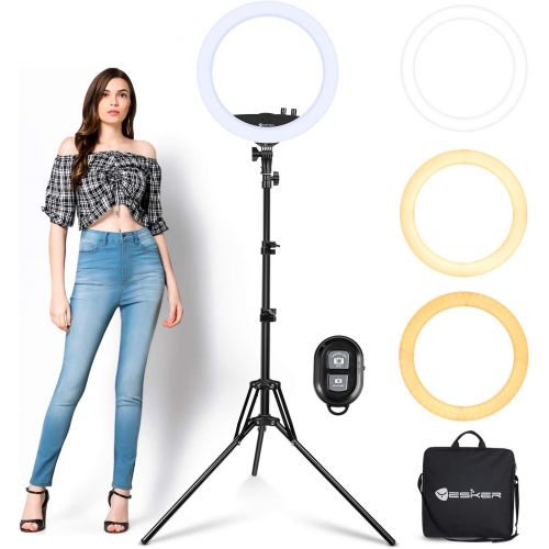  [아마존베스트]Ring Light with Tripod Stand Yesker 14 Inch LED Ringlight Kit with Phone Holder Adjustable Color Temperature Tiktok Circle Lighting for iPhone Camera for Vlog, Makeup, YouTube, Vid