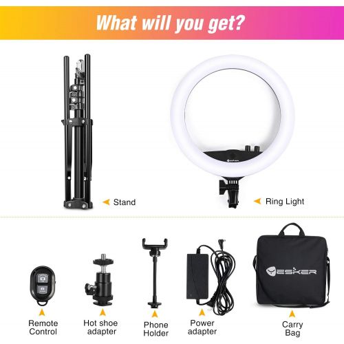  [아마존베스트]Ring Light with Tripod Stand Yesker 14 Inch LED Ringlight Kit with Phone Holder Adjustable Color Temperature Tiktok Circle Lighting for iPhone Camera for Vlog, Makeup, YouTube, Vid