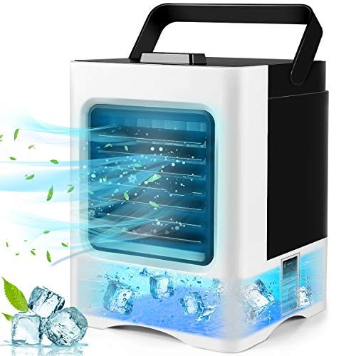  Yeslike Portable Air Conditioner, Rechargeable Evaporative Air Cooler - 3 in 1 Mini USB Air Conditioner Fan, Sterilizer, Humidifier, Desktop Cooling Fan with 3 Speeds for Home Room Office