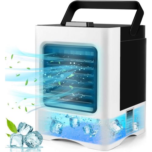  Yeslike Portable Air Conditioner, Rechargeable Evaporative Air Cooler - 3 in 1 Mini USB Air Conditioner Fan, Sterilizer, Humidifier, Desktop Cooling Fan with 3 Speeds for Home Room Office