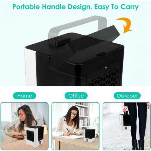  Yeslike Portable Air Conditioner, Rechargeable Evaporative Air Cooler - 3 in 1 Mini USB Air Conditioner Fan, Sterilizer, Humidifier, Desktop Cooling Fan with 3 Speeds for Home Room Office