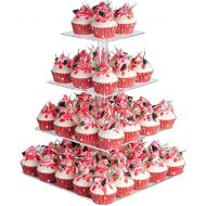 YestBuy 4 Tier Acrylic Cupcake Stand, Premium Cupcake Holder, Acrylic Cupcake Tower Display Cady Bar Party Decor a Display for Pastry(4.7