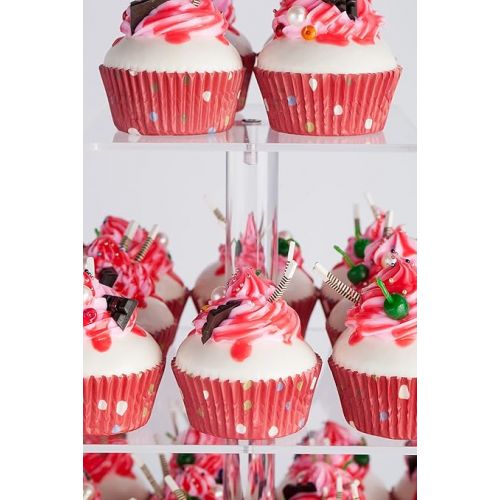  YestBuy 4 Tier Acrylic Cupcake Stand, Premium Cupcake Holder, Acrylic Cupcake Tower Display Cady Bar Party Decor a Display for Pastry(4.7