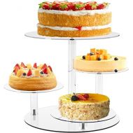 YestBuy Cupcake Stand, Round Cake Stand, 4 Tier Cupcakes and Cakes Comb for 8-12 Inch Cakes, Tiered Cupcake Tree Tower, Clear Dessert Display Stand for Dessert Table Wedding Birthday Party