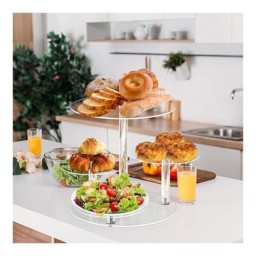  YestBuy Cupcake Stand, Round Cake Stand, 4 Tier Cupcakes and Cakes Comb for 8-12 Inch Cakes, Tiered Cupcake Tree Tower, Clear Dessert Display Stand for Dessert Table Wedding Birthday Party