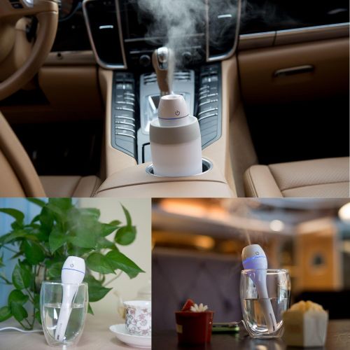  Yesurprise USB Cool Mist Humidifier, Portable Mini with Auto Shut-Off, Multi Use for Travel Office Desk Car Hotel Kids Bedroom with Water Bottle (White)