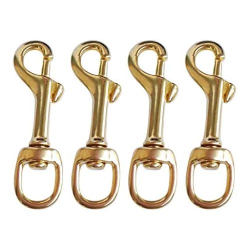  [아마존베스트]YiMusic 4 Pieces Brass Single Swivel Eye Bolt Snap Hook Buckle Suit for Scuba Diving Dog Clip Equipment Replacement