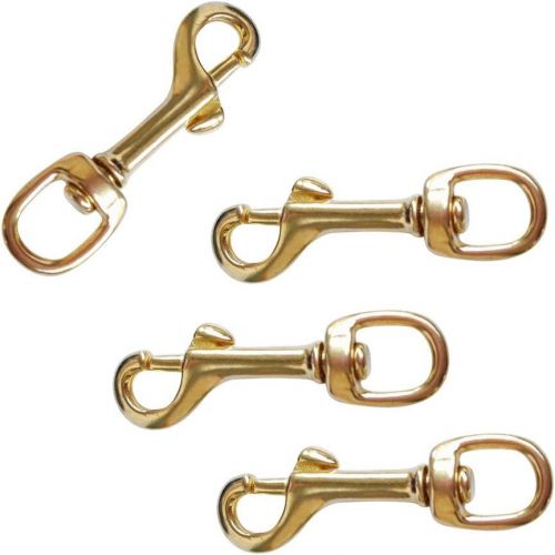  [아마존베스트]YiMusic 4 Pieces Brass Single Swivel Eye Bolt Snap Hook Buckle Suit for Scuba Diving Dog Clip Equipment Replacement