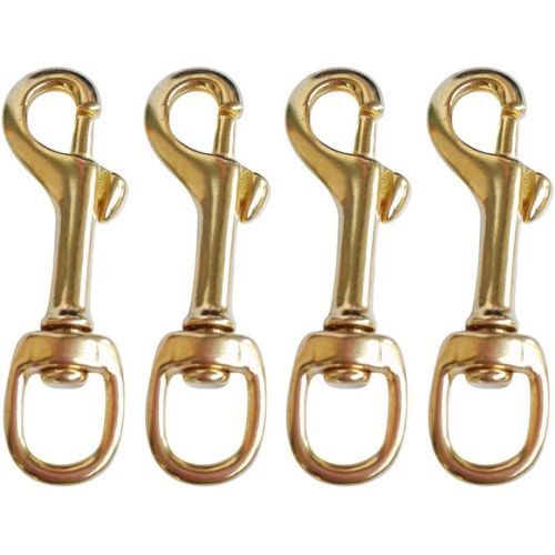  [아마존베스트]YiMusic 4 Pieces Brass Single Swivel Eye Bolt Snap Hook Buckle Suit for Scuba Diving Dog Clip Equipment Replacement