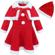 YiZYiF Baby Girls Christmas Santa Claus Fancy Dress with Shawl Hat Outfit Set