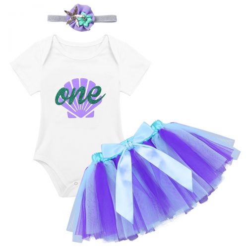  YiZYiF Baby Girls Glitter Letter ONE Birthday Fancy Party Skirt Outfit Sets Princess Mermaid Costume