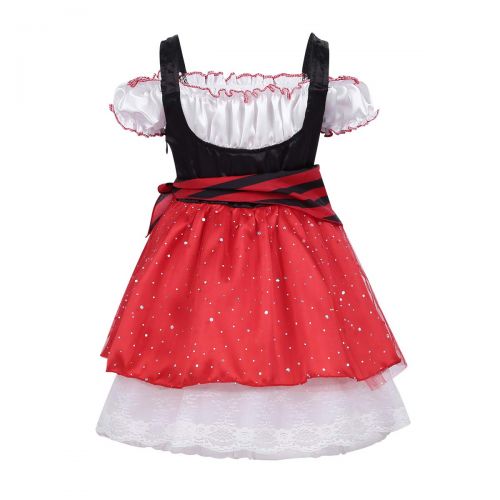  YiZYiF Little Pirate Costume Baby Girl Princess Bubble Sleeves Pirates Dress with Headscarf and Belt Set