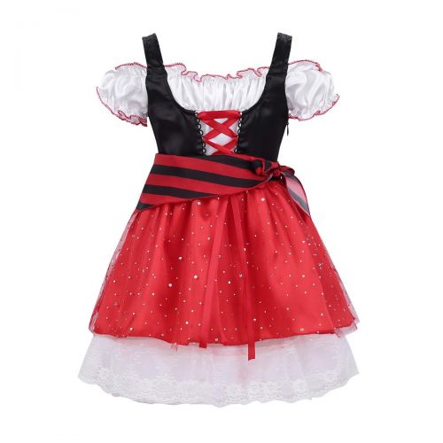  YiZYiF Little Pirate Costume Baby Girl Princess Bubble Sleeves Pirates Dress with Headscarf and Belt Set