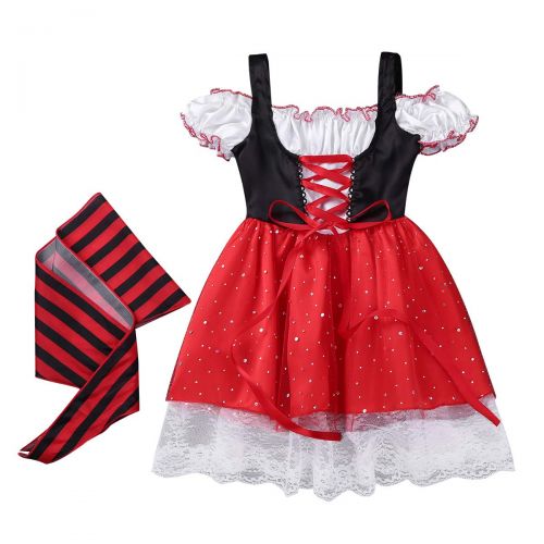  YiZYiF Little Pirate Costume Baby Girl Princess Bubble Sleeves Pirates Dress with Headscarf and Belt Set