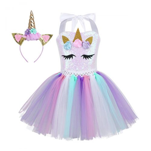  YiZYiF Girls Pastel Flowers Eyes Tutu Dress with Headband Princess Birthday Outfits Halloween Dress up