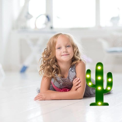  [아마존베스트]LED Night Light LED Cactus Light Table Lamp YiaMia Light for Kids Room Bedroom Gift Party Home Decorations Green