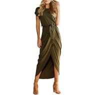 [아마존 핫딜] [아마존핫딜]Yidarton Womens Casual Short Sleeve Slit Solid Party Summer Long Maxi Dress