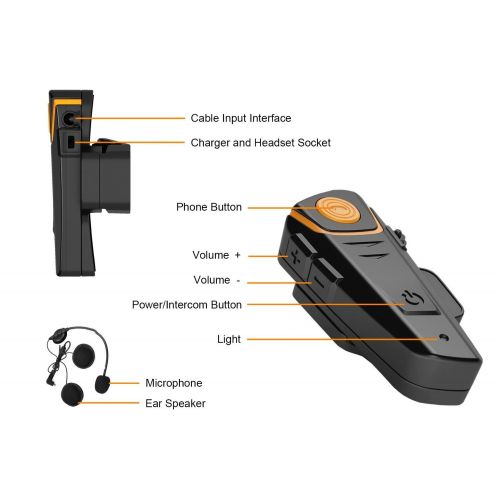  Yideng Bluetooth for Motorcycle Helmet Headset Wireless Intercom Interphone BT-S2 Walkie-Talkie Supports FM Radio GPS Voice Command Music Hands-Free up to 3 Riders Communication in