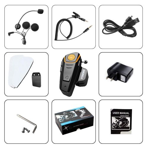  Yideng Bluetooth for Motorcycle Helmet Headset Wireless Intercom Interphone BT-S2 Walkie-Talkie Supports FM Radio GPS Voice Command Music Hands-Free up to 3 Riders Communication in