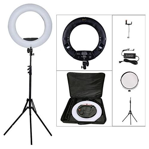  Yidoblo 96W 18 480 LED Ring Light Kit with Makeup Mirror,Tripod Stand,Camera Phone Holder and Bag,Bicolor Continuous Lighting for Photo Studio Video Portrait Film Selfie Youtube Ph