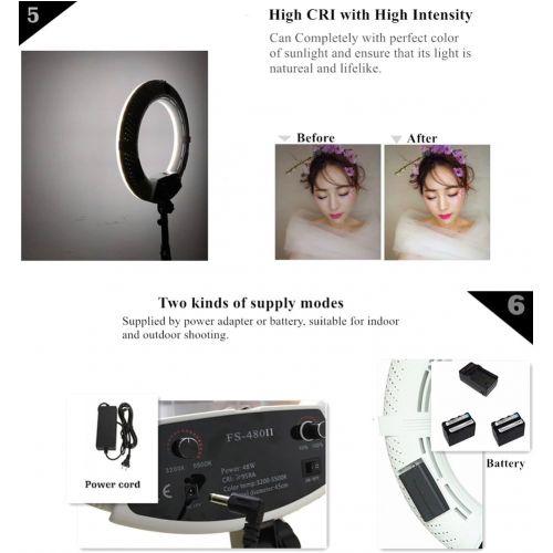  Yidoblo 96W 18 480 LED Ring Light Kit with Makeup Mirror,Tripod Stand,Camera Phone Holder and Bag,Bicolor Continuous Lighting for Photo Studio Video Portrait Film Selfie Youtube Ph