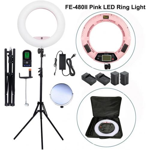  Yidoblo 96W 18 480 LED Ring Light Kit with Makeup Mirror,Tripod Stand,Camera Phone Holder and Bag,Bicolor Continuous Lighting for Photo Studio Video Portrait Film Selfie Youtube Ph