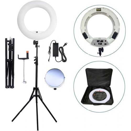  Yidoblo 96W 18 480 LED Ring Light Kit with Makeup Mirror,Tripod Stand,Camera Phone Holder and Bag,Bicolor Continuous Lighting for Photo Studio Video Portrait Film Selfie Youtube Ph