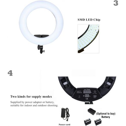  Yidoblo 96W 18 480 LED Ring Light Kit with Makeup Mirror,Tripod Stand,Camera Phone Holder and Bag,Bicolor Continuous Lighting for Photo Studio Video Portrait Film Selfie Youtube Ph