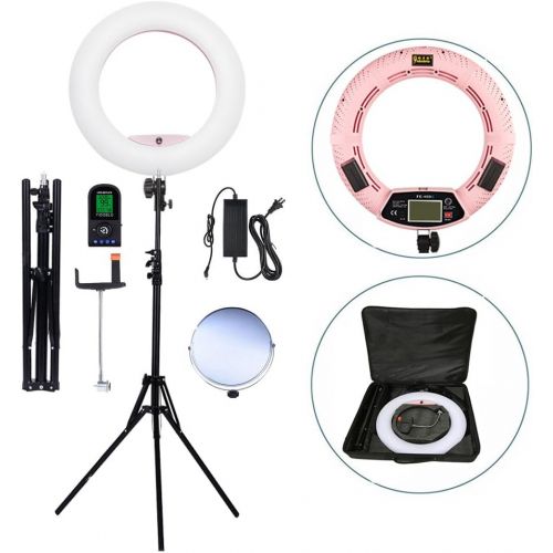  Yidoblo 96W 18 480 LED Ring Light Kit with Makeup Mirror,Tripod Stand,Camera Phone Holder and Bag,Bicolor Continuous Lighting for Photo Studio Video Portrait Film Selfie Youtube Ph