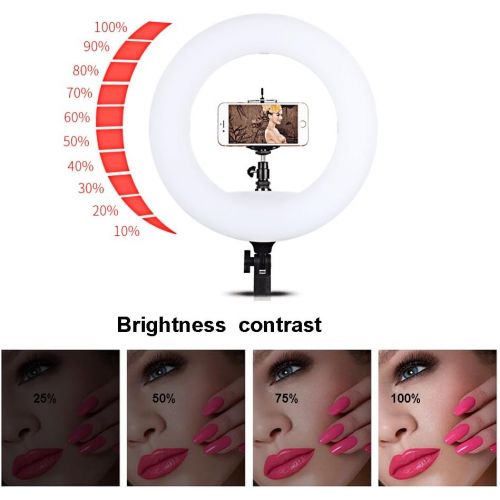  Yidoblo 96W 18 480 LED Ring Light Kit with Makeup Mirror,Tripod Stand,Camera Phone Holder and Bag,Bicolor Continuous Lighting for Photo Studio Video Portrait Film Selfie Youtube Ph