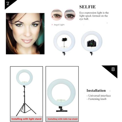  Yidoblo 96W 18 480 LED Ring Light Kit with Makeup Mirror,Tripod Stand,Camera Phone Holder and Bag,Bicolor Continuous Lighting for Photo Studio Video Portrait Film Selfie Youtube Ph