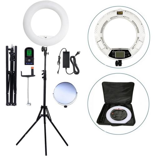  Yidoblo 96W 18 480 LED Ring Light Kit with Makeup Mirror,Tripod Stand,Camera Phone Holder and Bag,Bicolor Continuous Lighting for Photo Studio Video Portrait Film Selfie Youtube Ph