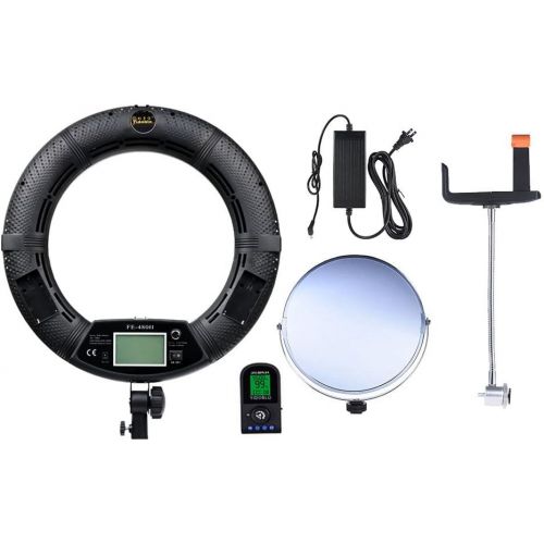  Yidoblo 96W 18 480 LED Ring Light Kit with Makeup Mirror,Tripod Stand,Camera Phone Holder and Bag,Bicolor Continuous Lighting for Photo Studio Video Portrait Film Selfie Youtube Ph