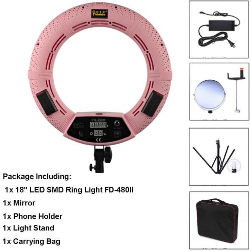  Yidoblo 96W 18 480 LED Ring Light Kit with Makeup Mirror,Tripod Stand,Camera Phone Holder and Bag,Bicolor Continuous Lighting for Photo Studio Video Portrait Film Selfie Youtube Ph