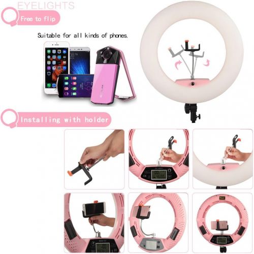  Yidoblo 96W 18 480 LED Ring Light Kit with Makeup Mirror,Tripod Stand,Camera Phone Holder and Bag,Bicolor Continuous Lighting for Photo Studio Video Portrait Film Selfie Youtube Ph