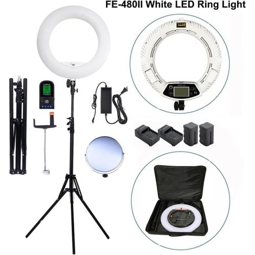  Yidoblo 96W 18 480 LED Ring Light Kit with Makeup Mirror,Tripod Stand,Camera Phone Holder and Bag,Bicolor Continuous Lighting for Photo Studio Video Portrait Film Selfie Youtube Ph