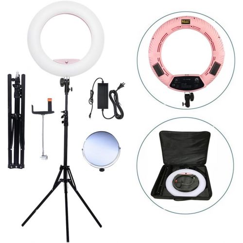  Yidoblo 96W 18 480 LED Ring Light Kit with Makeup Mirror,Tripod Stand,Camera Phone Holder and Bag,Bicolor Continuous Lighting for Photo Studio Video Portrait Film Selfie Youtube Ph