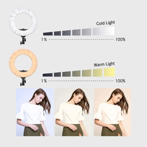  Yidoblo 96W 18 480 LED Ring Light Kit with Makeup Mirror,Tripod Stand,Camera Phone Holder and Bag,Bicolor Continuous Lighting for Photo Studio Video Portrait Film Selfie Youtube Ph