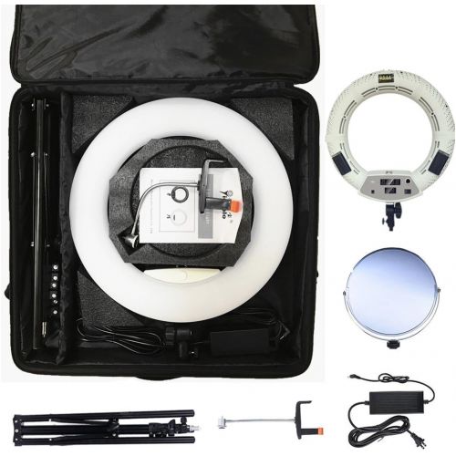  Yidoblo 96W 18 480 LED Ring Light Kit with Makeup Mirror,Tripod Stand,Camera Phone Holder and Bag,Bicolor Continuous Lighting for Photo Studio Video Portrait Film Selfie Youtube Ph